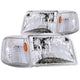 ANZO 1993-1997 Ford Ranger Crystal Headlights Chrome w/ Corner Lights 2pc - Burkken Auto Parts