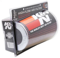 K&N Universal Air Filter Chrome Round Tapered Red - 4in Flange ID x 1.125in Flange Length x 9.5in H - Burkken Auto Parts
