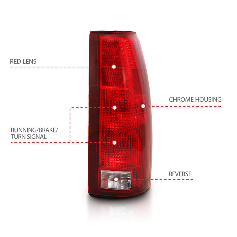 ANZO 1988-1999 Chevy C1500 Taillight Red/Clear Lens w/ Circuit Board(OE Replacement) - Burkken Auto Parts