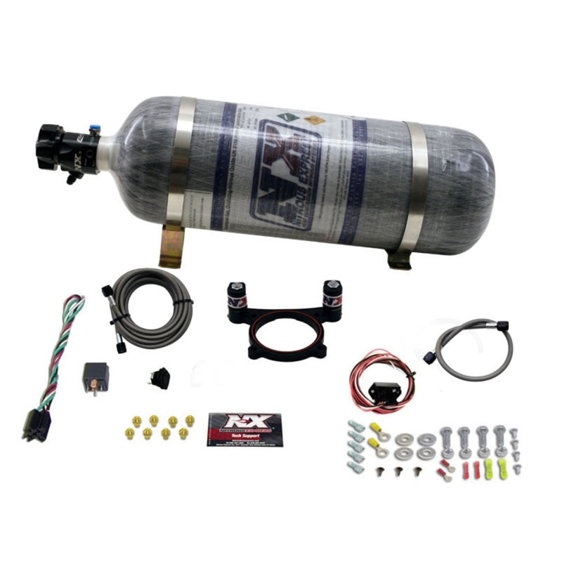Nitrous Express 11-15 Ford Mustang GT 5.0L Coyote 4 Valve Nitrous Plate Kit (50-200HP) w/Comp Bottle - Burkken Auto Parts