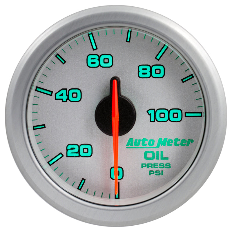 Autometer Airdrive 2-1/6in Oil Pressure Gauge 0-100 PSI - Silver - Burkken Auto Parts