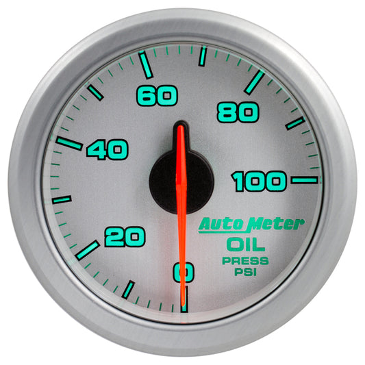 Autometer Airdrive 2-1/6in Oil Pressure Gauge 0-100 PSI - Silver - Burkken Auto Parts