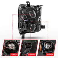 ANZO 2015-2016 Chevrolet Silverado Projector Headlights w/ Plank Style Design Chrome w/ Amber - Burkken Auto Parts