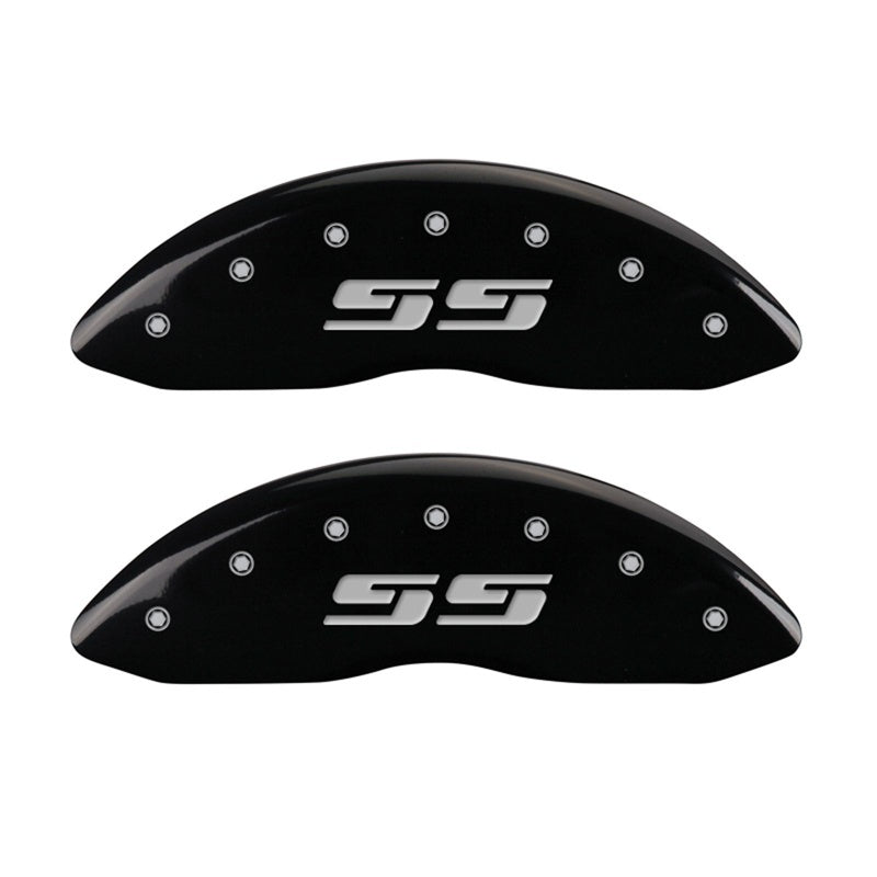 MGP 2 Caliper Covers Eng Front Silverado SS Black Finish Sil Char 2008 Chevy Silverado 1500