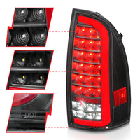 ANZO 05-15 Toyota Tacoma Full LED Tail Lights w/Light Bar Sequential Black Housing Clear Lens - Burkken Auto Parts