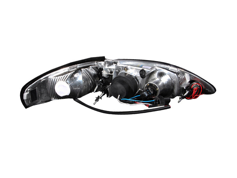 ANZO 1994-1998 Ford Mustang Projector Headlights w/ Halo Black 1pc - Burkken Auto Parts