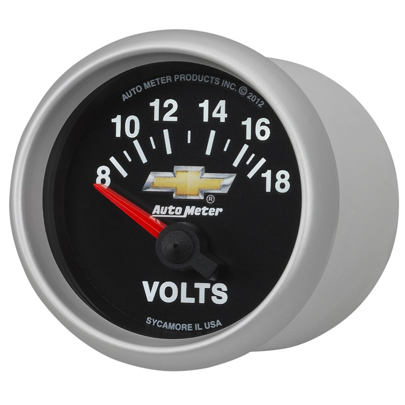 AutoMeter Gauge Voltmeter 2-1/16in. 18V Electric Chevy Gold Bowtie - Burkken Auto Parts