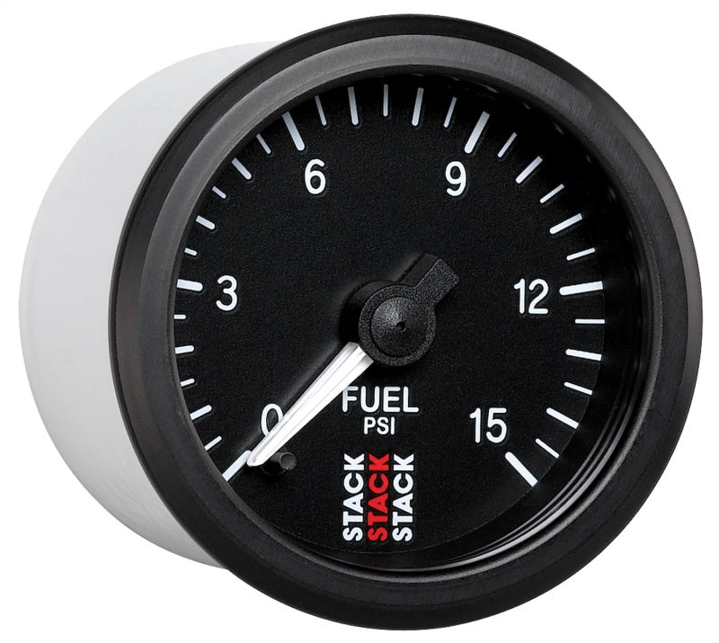 Autometer Stack 52mm 0-15 PSI 1/8in NPTF Male Pro Stepper Motor Fuel Pressure Gauge - Black - Burkken Auto Parts