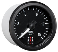 Autometer Stack 52mm 0-15 PSI 1/8in NPTF Male Pro Stepper Motor Fuel Pressure Gauge - Black - Burkken Auto Parts