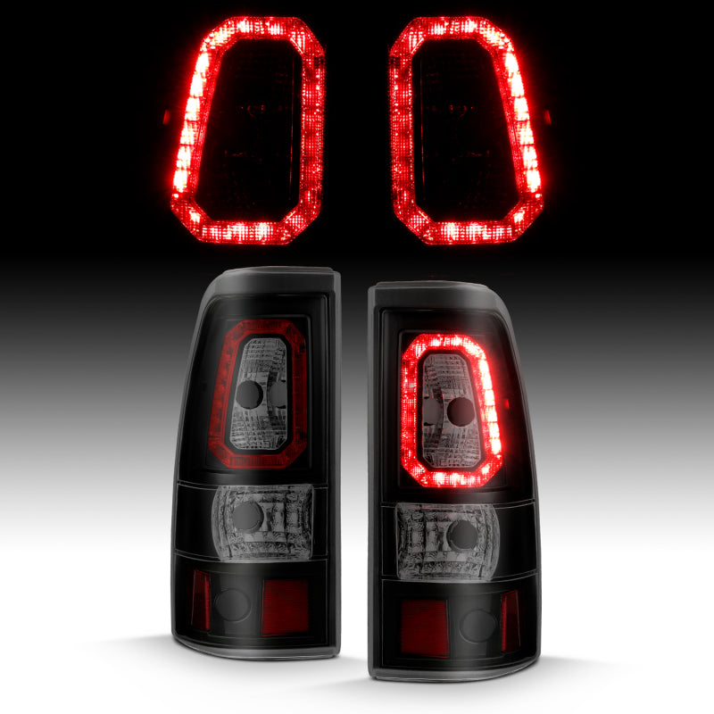 ANZO 2003-2006 Chevy Silverado 1500 LED Taillights Plank Style Black w/Smoke Lens - Burkken Auto Parts