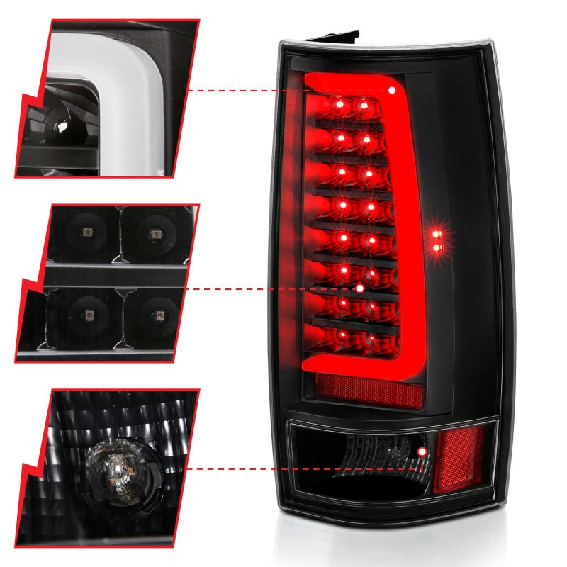 ANZO 2007-2014 Chevy Tahoe LED Taillight Plank Style Black w/Clear Lens - Burkken Auto Parts