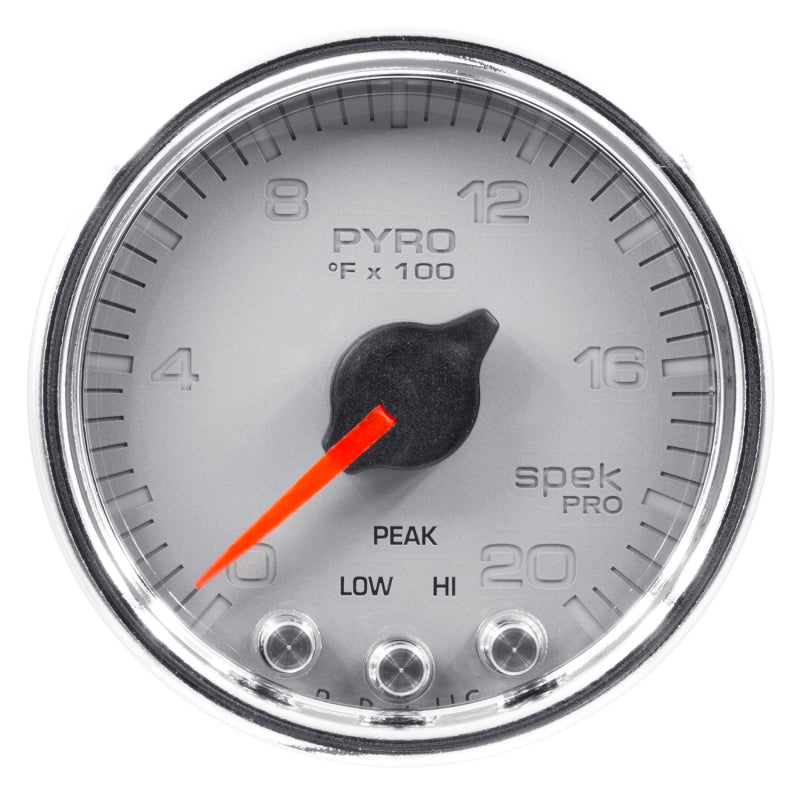 Autometer Spek-Pro Gauge Pyro. (Egt) 2 1/16in 2000f Stepper Motor W/Peak & Warn Slvr/Chrm - Burkken Auto Parts
