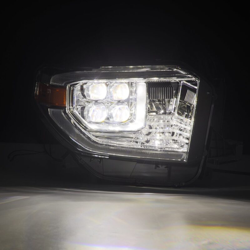AlphaRex 14-21 Toyota Tundra NOVA LED Proj HL Chrome w/Actv Light & Seq. Sig + Switchback DRL - Burkken Auto Parts