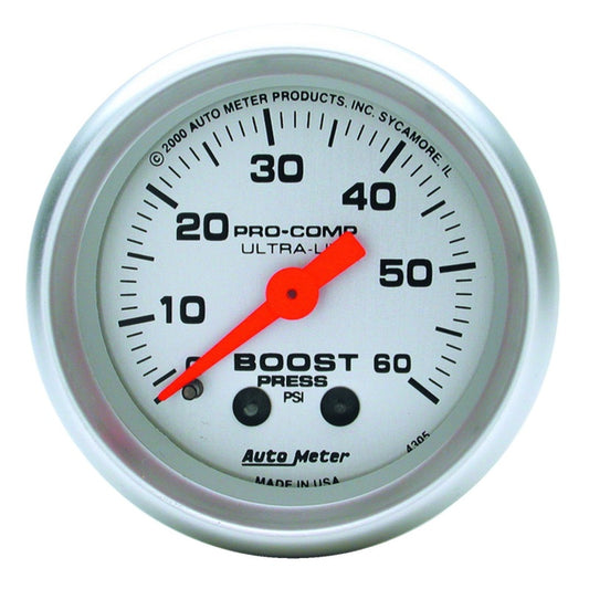 Autometer Ultra-Lite 52mm 60 PSI Mechanical  Boost Gauge - Burkken Auto Parts
