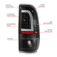 ANZO 1997-2003 Ford F-150 LED Tail Lights w/ Light Bar Black Housing Clear Lens - Burkken Auto Parts