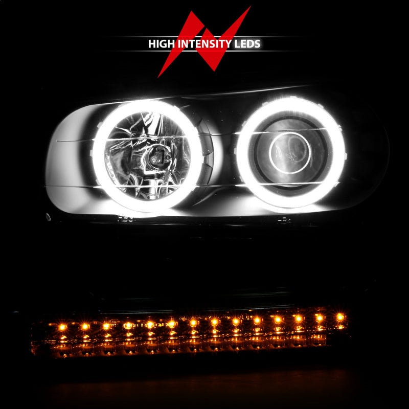 ANZO 2002-2009 Chevrolet Trailblazer Projector Headlights w/ Halo Black - Burkken Auto Parts