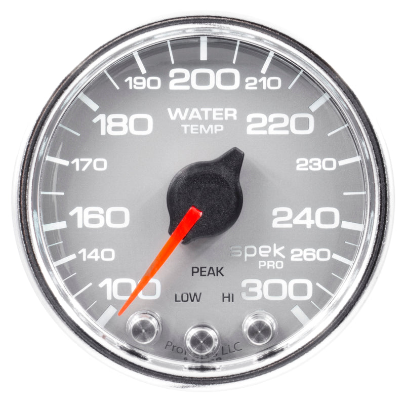 Autometer Spek-Pro Gauge Water Temp 2 1/16in 300f Stepper Motor W/Peak & Warn Slvr/Chrm - Burkken Auto Parts