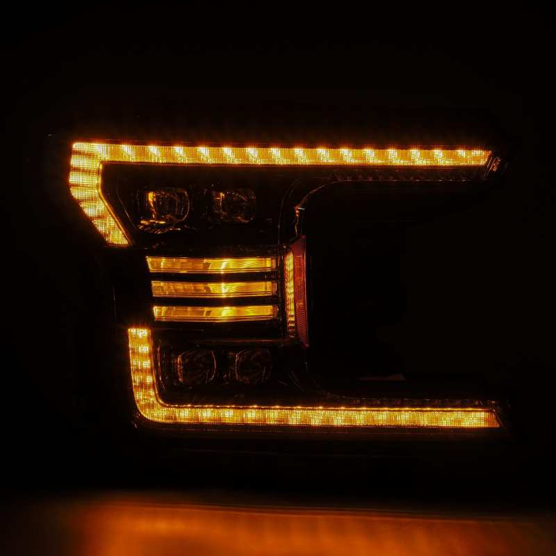 AlphaRex 18-20 Ford F-150 NOVA LED Proj Headlight Plank Style Alpha Blk w/Activ Light/Seq Signal/DRL - Burkken Auto Parts