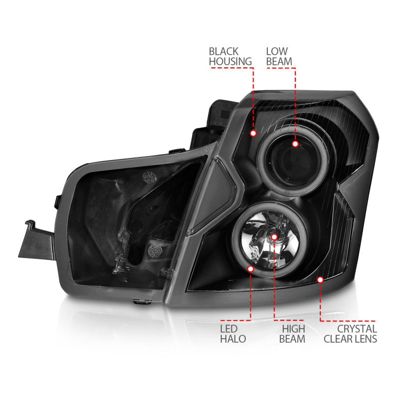 ANZO 2003-2007 Cadillac CTS Projector Headlights w/ Halo Black (CCFL) - Burkken Auto Parts