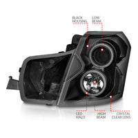 ANZO 2003-2007 Cadillac CTS Projector Headlights w/ Halo Black (CCFL) - Burkken Auto Parts
