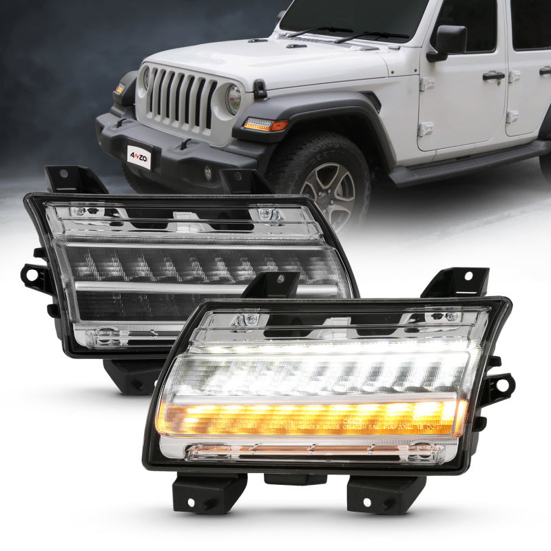 ANZO 18-19 Jeep Wrangler JL Halogen Chrome Clear w/ Sequential Signal - Burkken Auto Parts