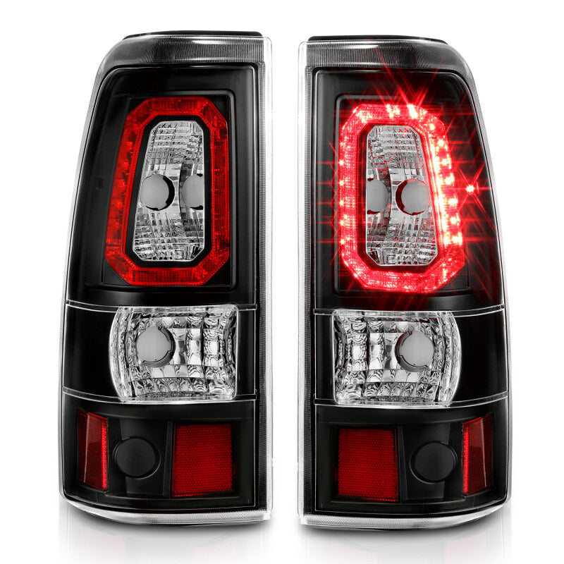 ANZO 2003-2006 Chevy Silverado 1500 LED Taillights Plank Style Black w/Clear Lens - Burkken Auto Parts