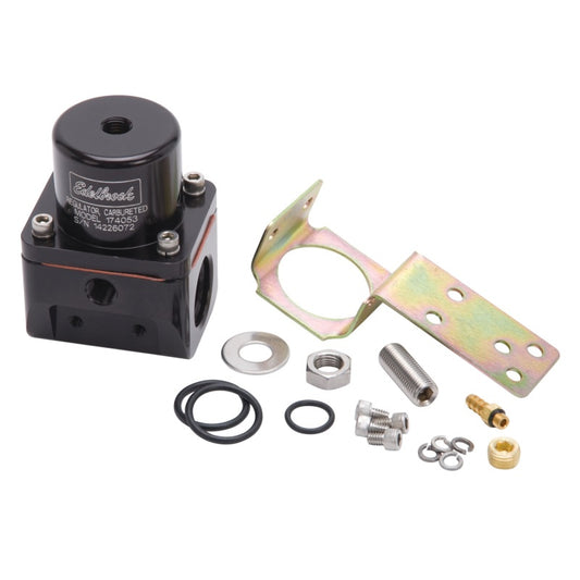 Edelbrock Fuel Pressure Regulator Carbureted 180 GPH 5-10 PSI -10 In/Out -6 Return Black - Burkken Auto Parts