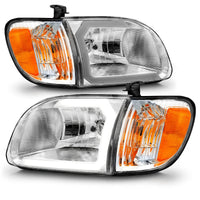 ANZO 00-04 Toyota Tundra (Reg/Acc Cab Only) Crystal Headlights w/Lgt Bar Chrome w/Corner Lights 2pc - Burkken Auto Parts