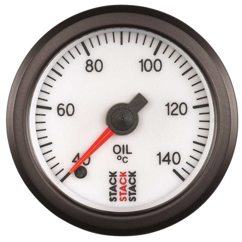 Autometer Stack 52mm 40-140 Deg C 1/8in NPTF Male Pro Stepper Motor Oil Temp Gauge - White - Burkken Auto Parts