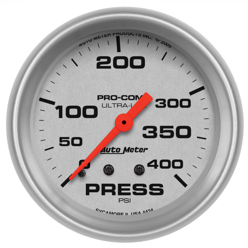 Autometer Ultra-Lite 66.7mm Mechanical 0-400 PSI Pressure Gauge - Burkken Auto Parts