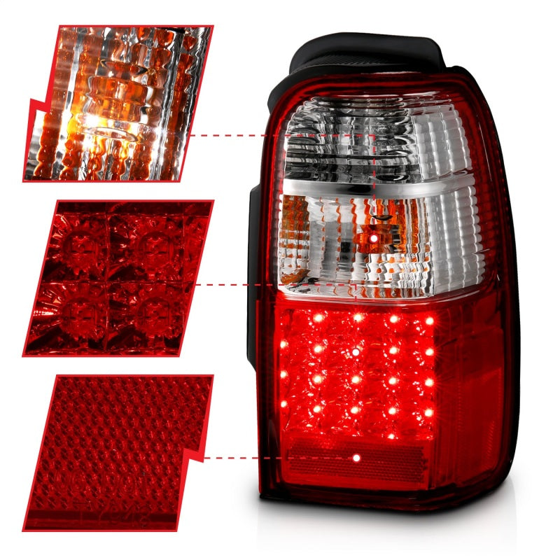 ANZO 2001-2002 Toyota 4 Runner LED Taillights Red/Clear - Burkken Auto Parts