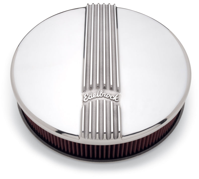 Edelbrock Air Cleaner Classic Series Round Aluminum Top Cloth Element 14In Dia X 3 9In Polished - Burkken Auto Parts
