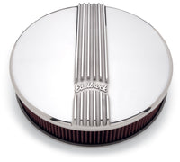 Edelbrock Air Cleaner Classic Series Round Aluminum Top Cloth Element 14In Dia X 3 9In Polished - Burkken Auto Parts