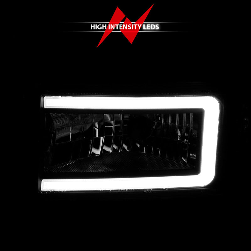 ANZO 94-02 Dodge RAM Crystal Headlight - w/ Light Bar Black Housing - Burkken Auto Parts