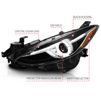 ANZO Projector Headlights With Halo Black w/Amber 14-17 Mazda 3 - Burkken Auto Parts