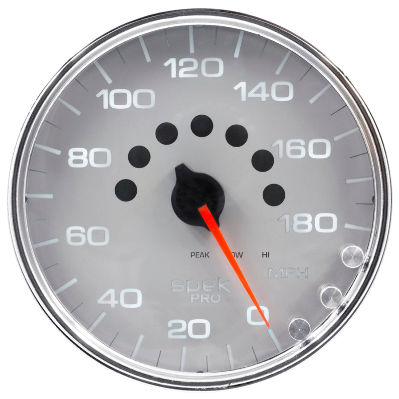 Autometer Spek-Pro Gauge Speedometer 5in 180 Mph Elec. Programmable Silver/Chrome - Burkken Auto Parts