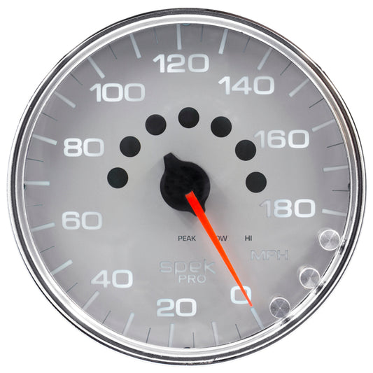 Autometer Spek-Pro Gauge Speedometer 5in 180 Mph Elec. Programmable Silver/Chrome - Burkken Auto Parts