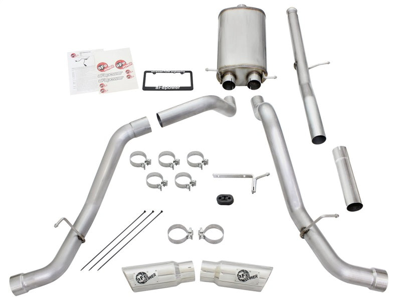 aFe Mach Force-XP Exhaust 3in Cat-Back SS 14-15 GM 1500 Trucks 4.3L/5.3L Dual Split w/ Polished Tip - Burkken Auto Parts