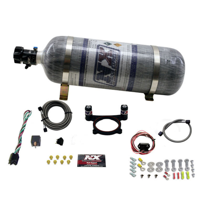 Nitrous Express 11-15 Ford Mustang GT 5.0L Coyote 4 Valve Nitrous Plate Kit (50-200HP) w/Comp Bottle - Burkken Auto Parts
