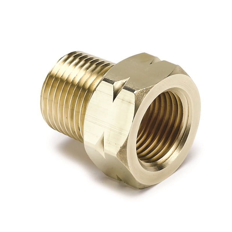 Autometer Brass Adapter Fitting - 3/8in NPT Male - 5/8in UNF Female - Burkken Auto Parts