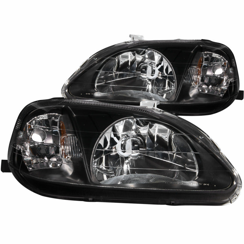 ANZO 1999-2000 Honda Civic Crystal Headlights Black - Burkken Auto Parts