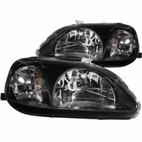 ANZO 1999-2000 Honda Civic Crystal Headlights Black - Burkken Auto Parts