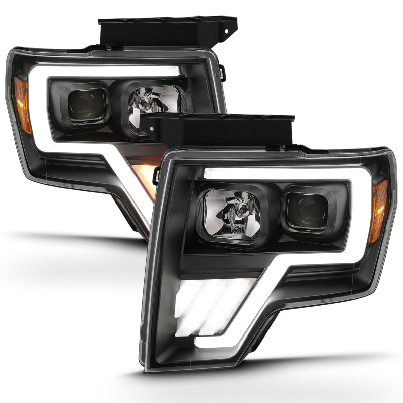 ANZO 2009-2013 Ford F-150 Projector Light Bar G4 Switchback Headlights Black Amber - Burkken Auto Parts