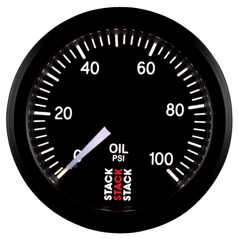 Autometer Stack 52mm 0-100 PSI 1/8in NPTF (M) Mechanical Oil Pressure Gauge - Black - Burkken Auto Parts