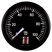 Autometer Stack 52mm 0-100 PSI 1/8in NPTF (M) Mechanical Oil Pressure Gauge - Black - Burkken Auto Parts