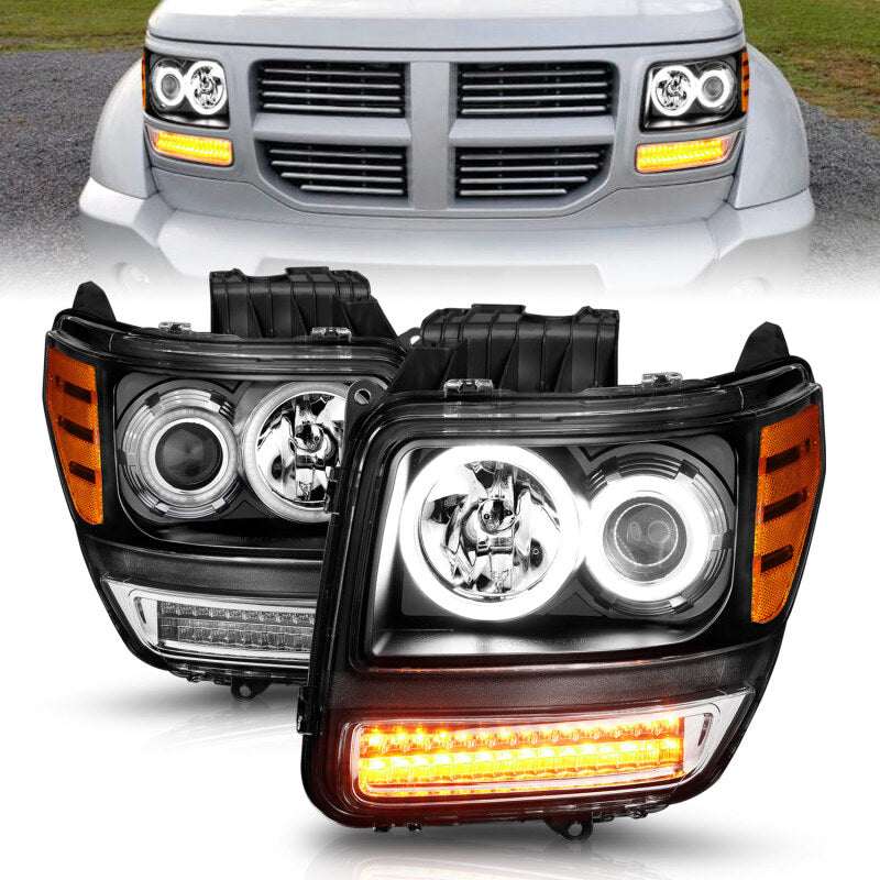 ANZO 2007-2012 Dodge Nitro Projector Headlights w/ Halo Black (CCFL) G2 - Burkken Auto Parts