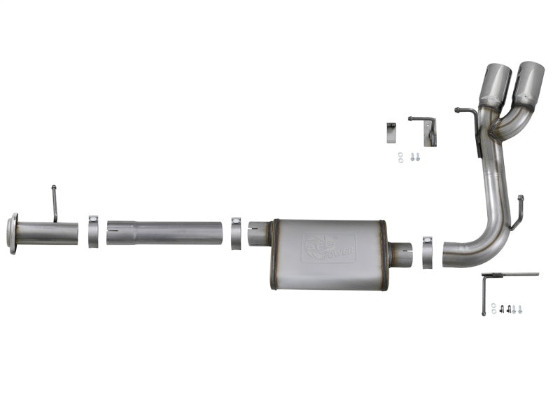 aFe Rebel Series CB 3in Middle Side Exit SS Exht w/Polish Tips 15-17 Chevy Colorado / GMC Canyon - Burkken Auto Parts