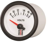 Autometer Stack 52mm 8-18V Electric Battery Voltage Gauge - White - Burkken Auto Parts