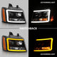 ANZO 07-14 Chevy Tahoe Projector Headlights w/ Plank Style Design Black w/ Amber - Burkken Auto Parts