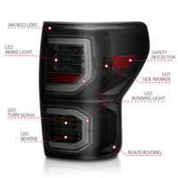 ANZO 2007-2013 Toyota Tundra LED Taillights Plank Style Black w/Smoke Lens - Burkken Auto Parts